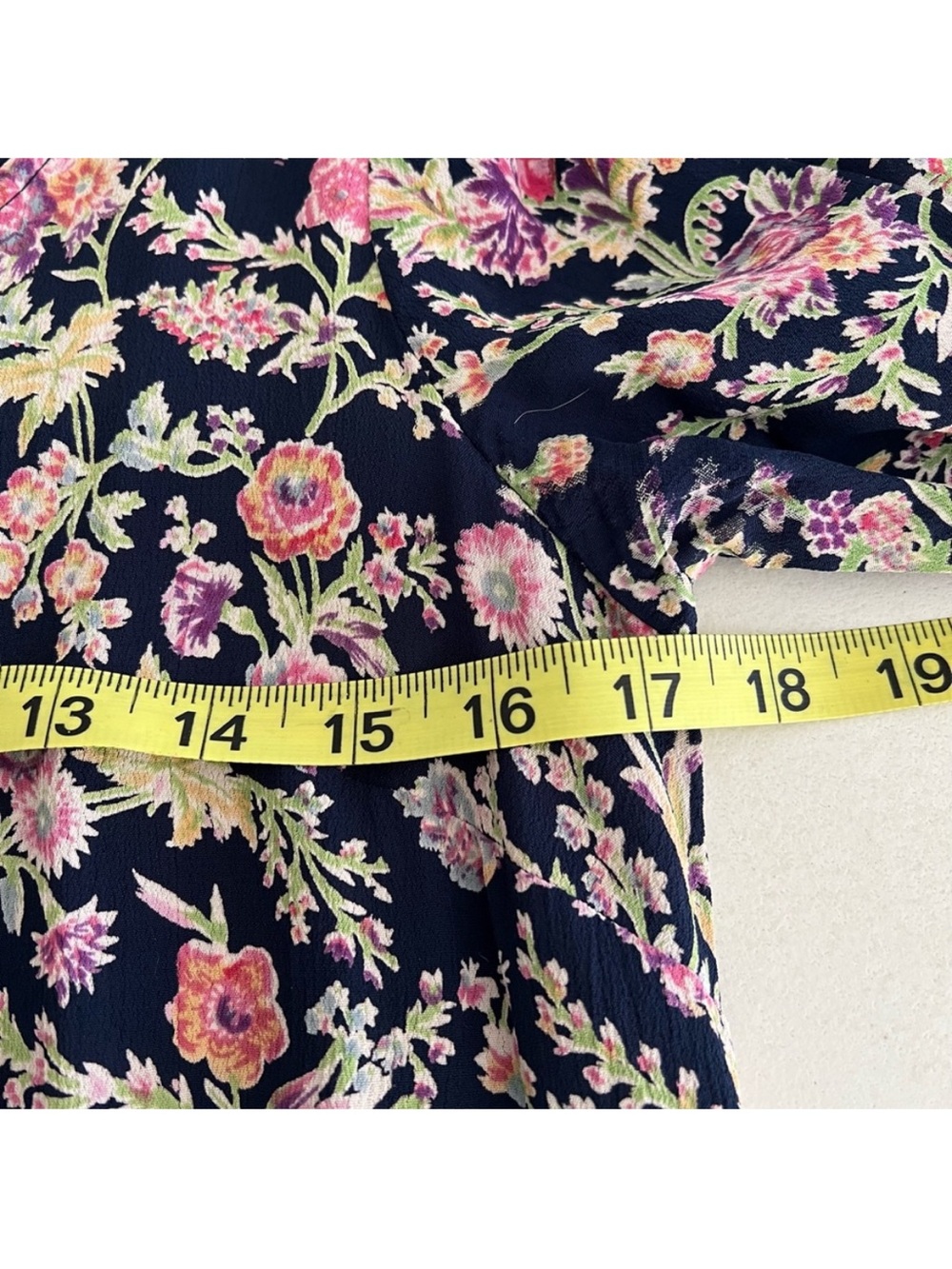 Monsoon Navy Botanical Floral Shift Dress Pockets 3/4 Sleeve Size 8 - Picture 6 of 8